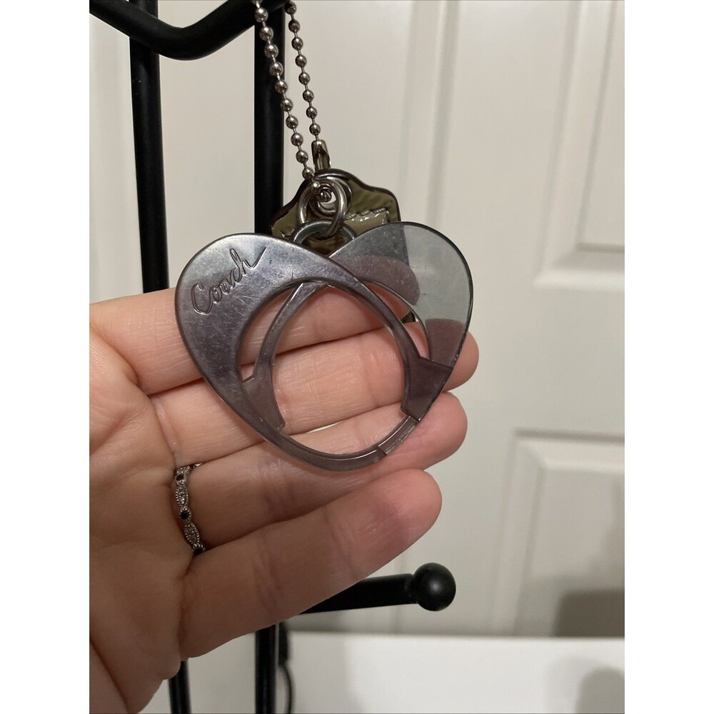 Vintage Coach Smoke Gray Acrylic 2.5” Heart & Hangtag Set See Condition